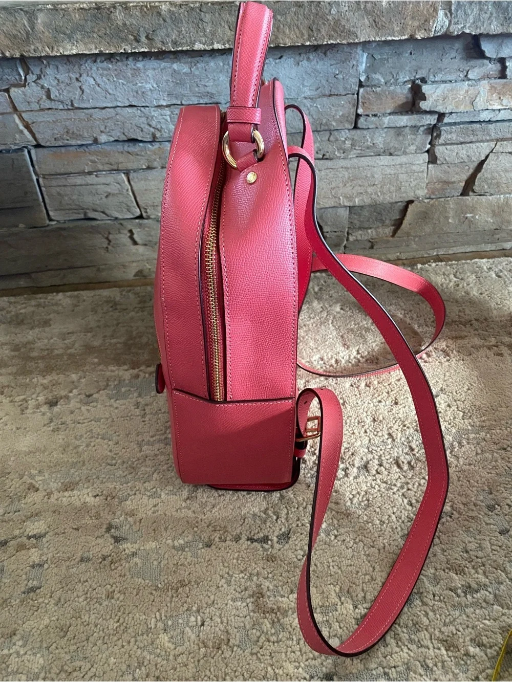 Coach Jordyn Watermelon Pink Pebbled Leather Backpack Retired Purse Handbag